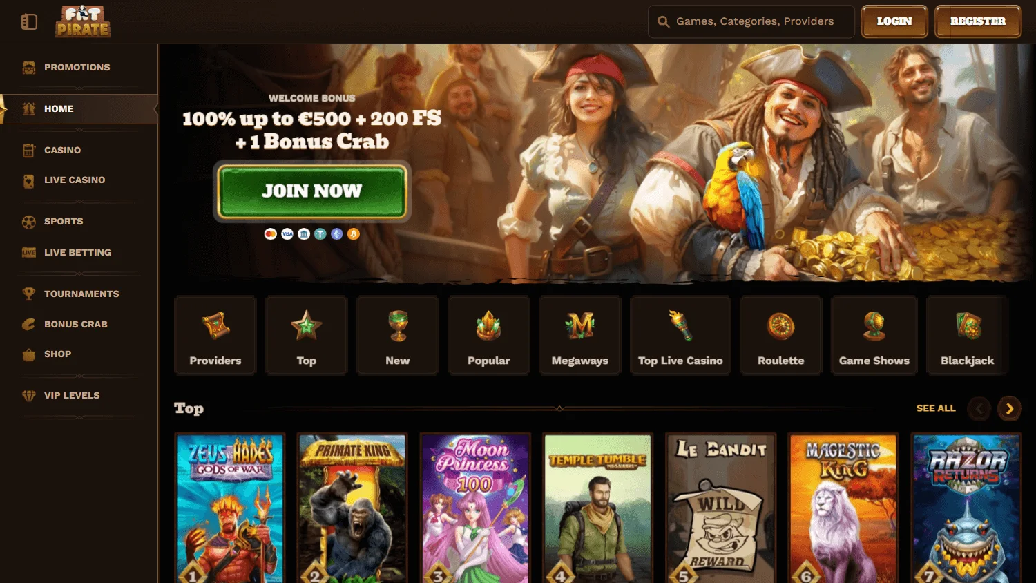 Fat Pirate Casino desktop casino experience